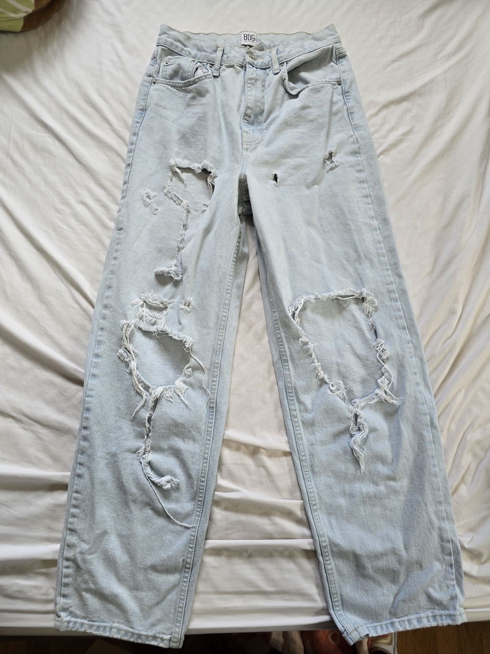 BDG Urban Outfitters High Rise Baggy Jeans Women's Size 29 Light Wash Distressed